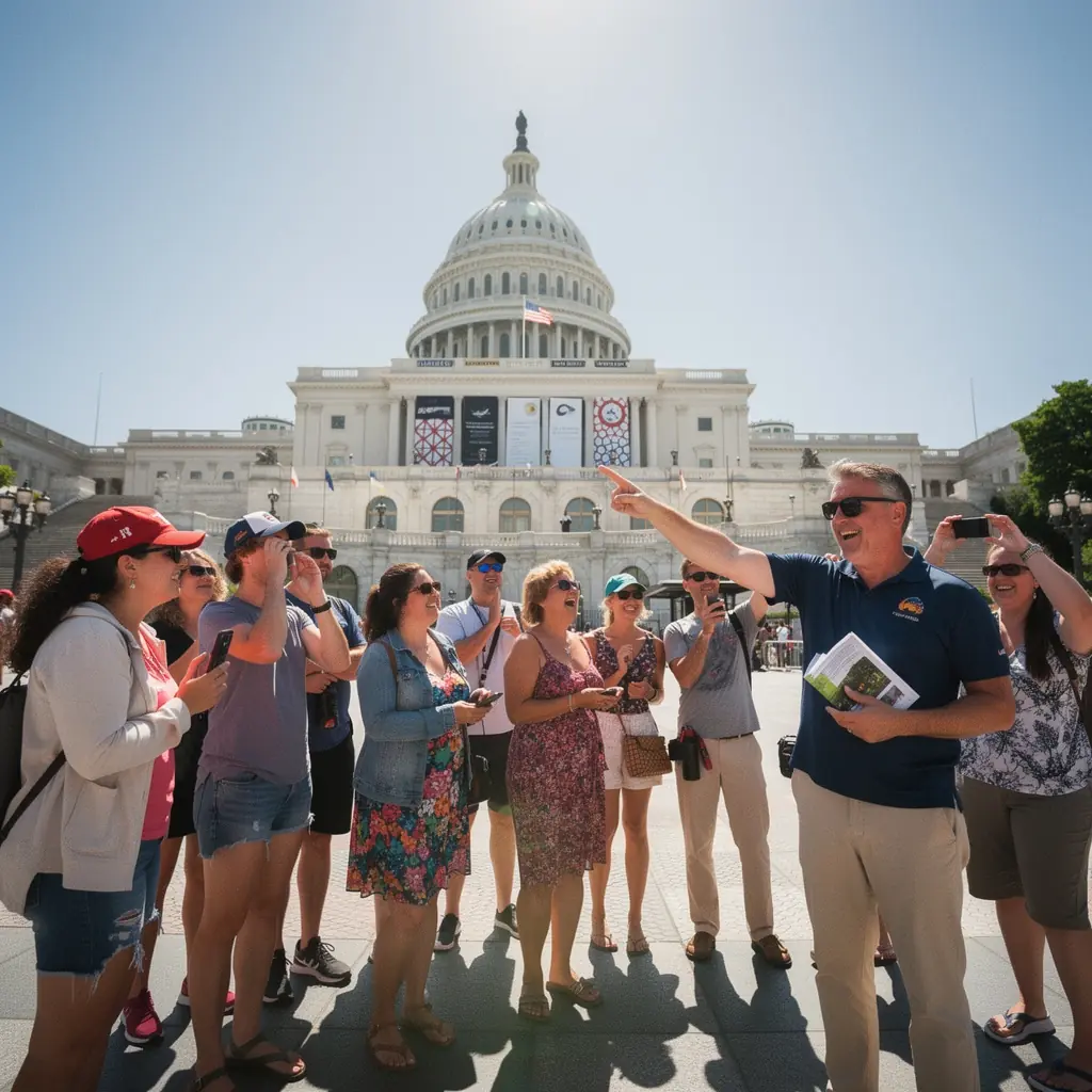 Uczestnicy wydarzenia odbierają pakiety powitalne na lotnisku.
